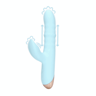 Pulse Wave en Op-en-Neer Beweegbare Ring Vibrator - Arctic Blue