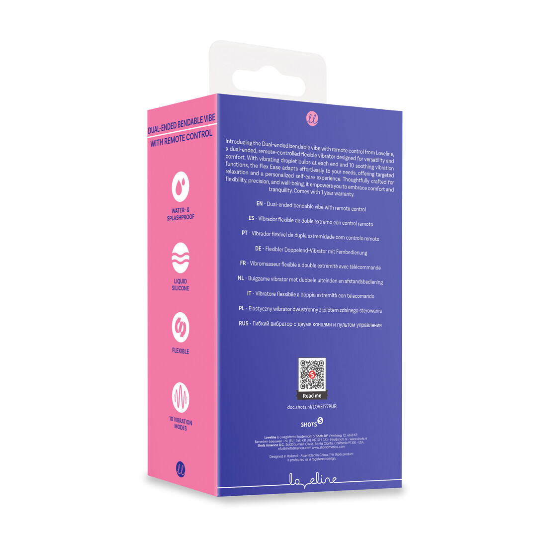 Dubbelzijdige Buigbare Vibe met Afstandsbediening - Paars - Afbeelding 3