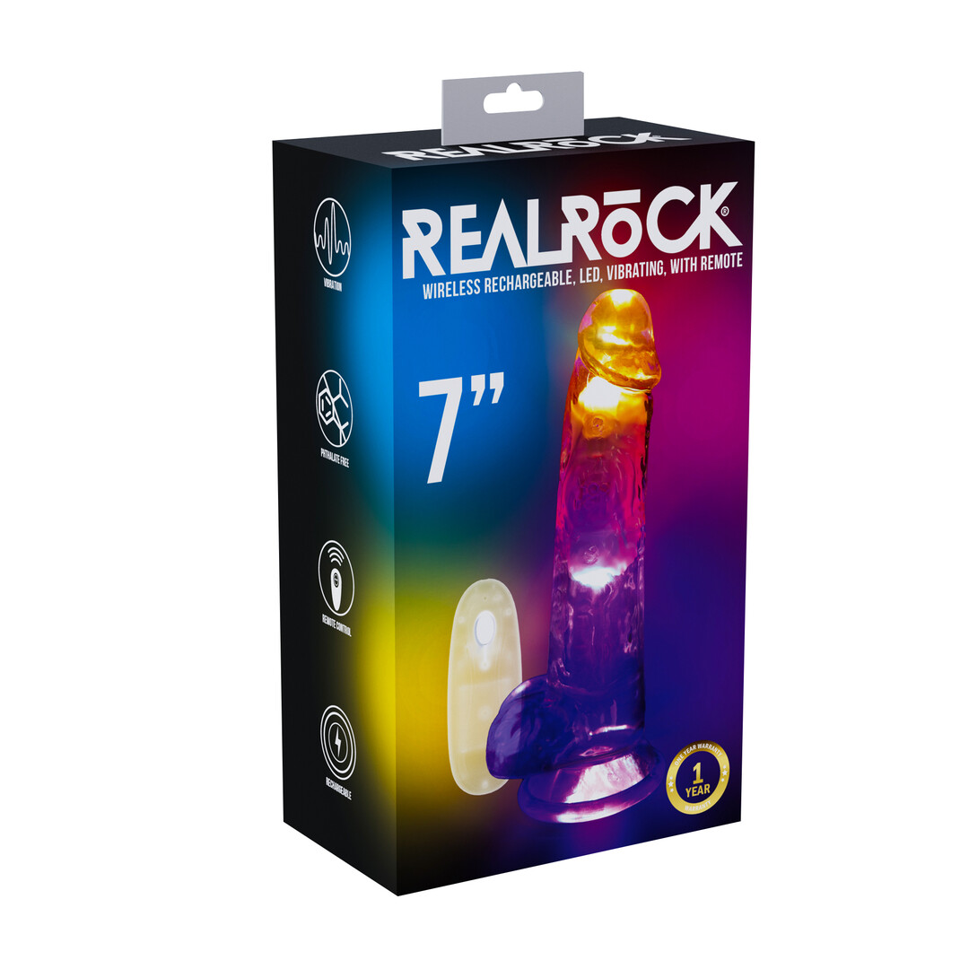 LED Vibrerende Rechte Penis met Ballen - 7 / 18 cm - Transparant - Afbeelding 2