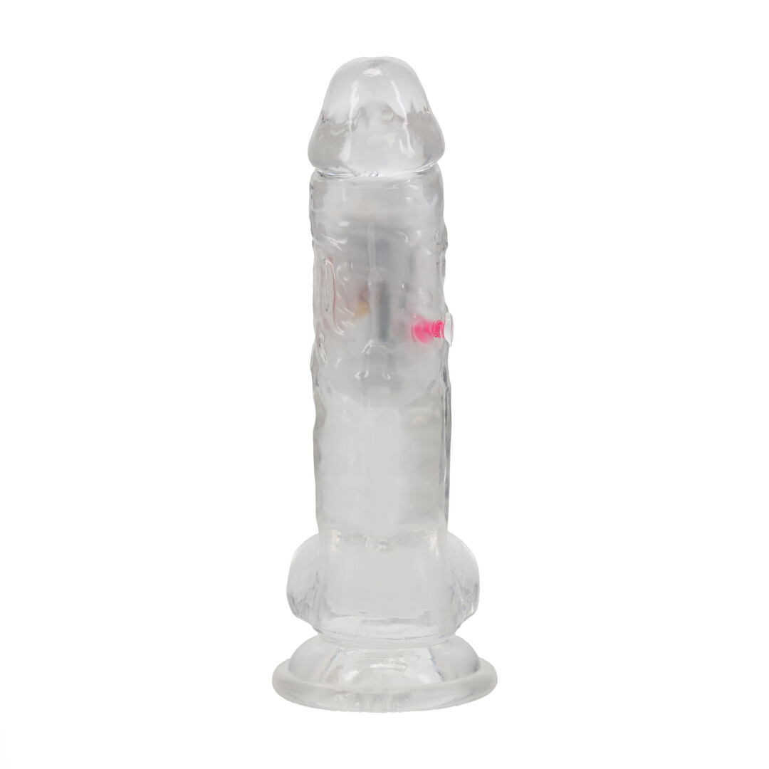 LED Vibrerende Rechte Penis met Ballen - 7 / 18 cm - Transparant - Afbeelding 4