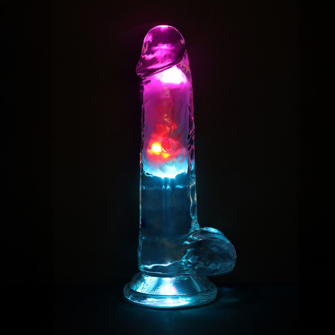 LED Vibrerende Rechte Penis met Ballen - 7 / 18 cm - Transparant - Afbeelding 6