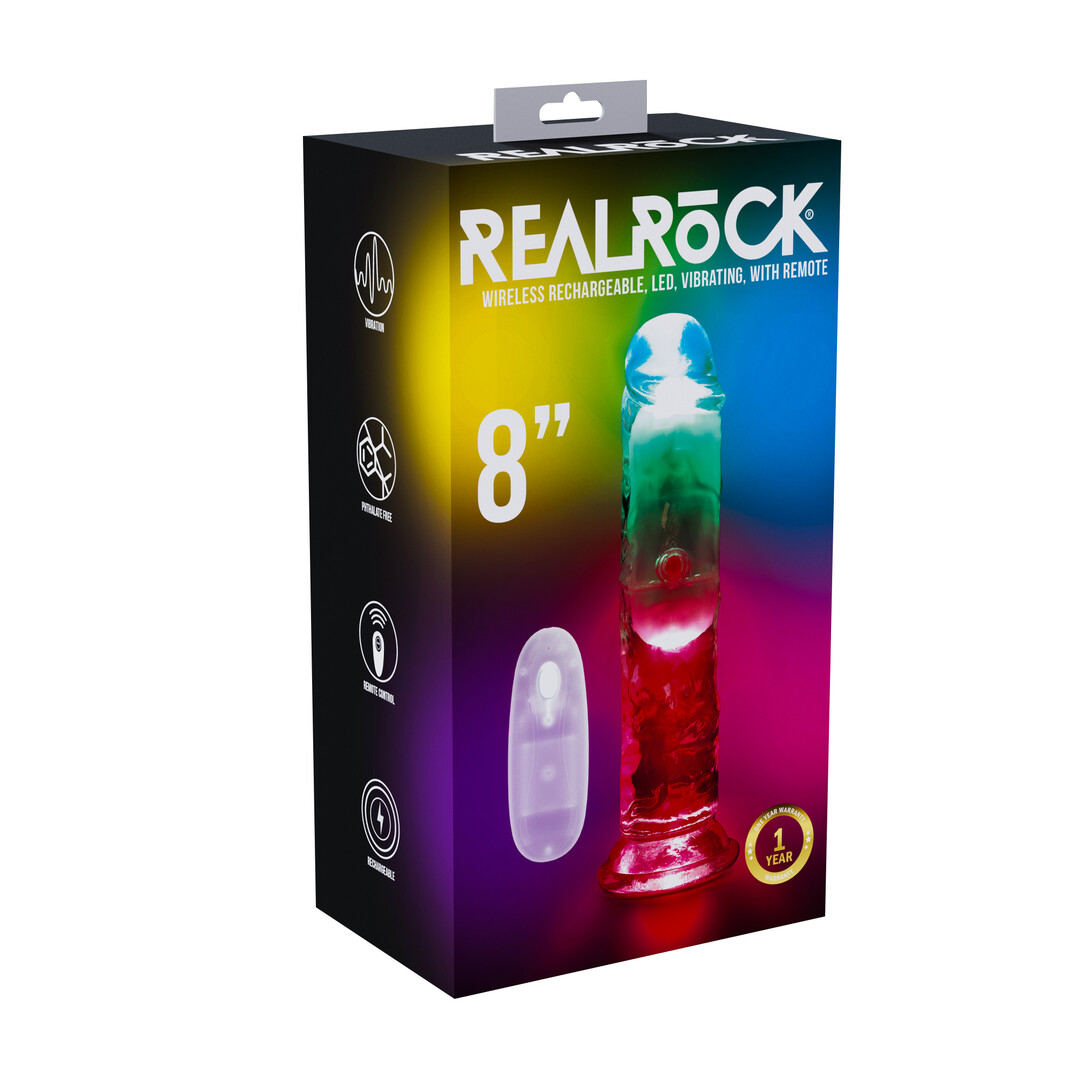 LED Vibrerende Rechte Penis - 8 / 20 cm - Transparant - Afbeelding 2
