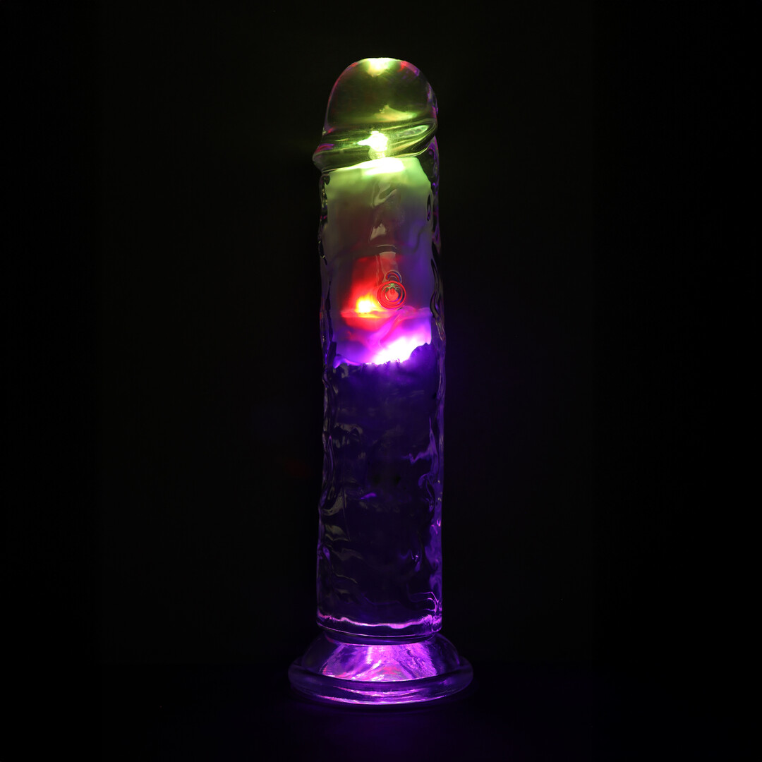 LED Vibrerende Rechte Penis - 8 / 20 cm - Transparant - Afbeelding 6