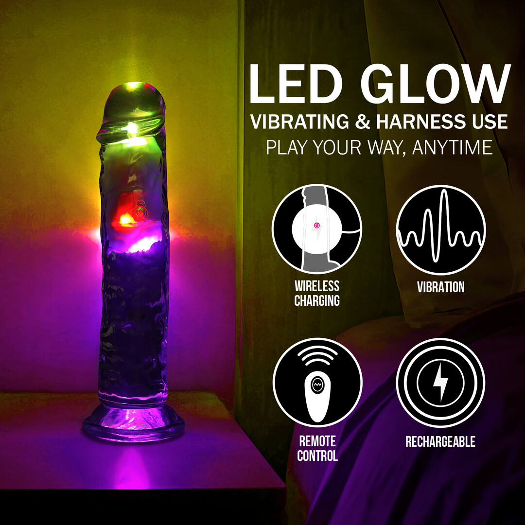 LED Vibrerende Rechte Penis - 8 / 20 cm - Transparant - Afbeelding 7