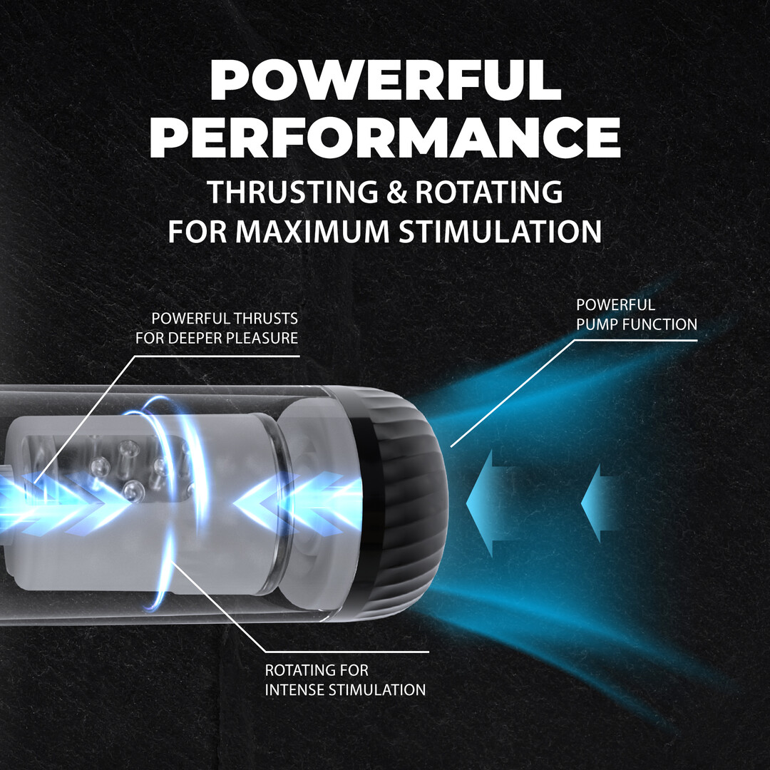 StrokeMate - Suction Rotation and Thrusting Masturbator Pump - Black - Afbeelding 6