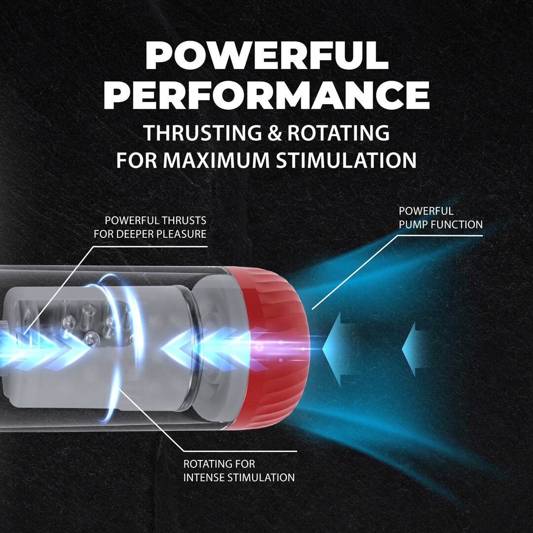 StrokeMate - Suction Rotation and Thrusting Masturbator Pump - Metallic Red - Afbeelding 6