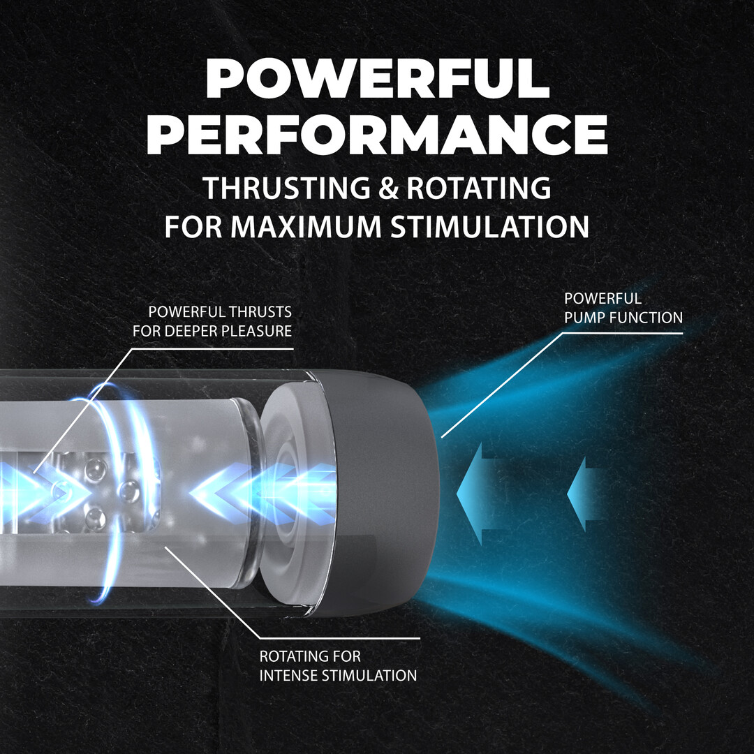 Vortex - Suction Rotation and Thrusting Masturbator Pump - Gun Metal - Afbeelding 6
