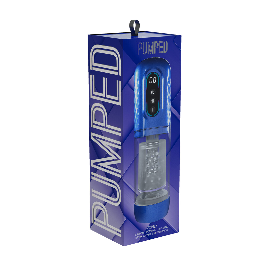 Vortex - Suction Rotation and Thrusting Masturbator Pump - Metallic Blue - Afbeelding 2