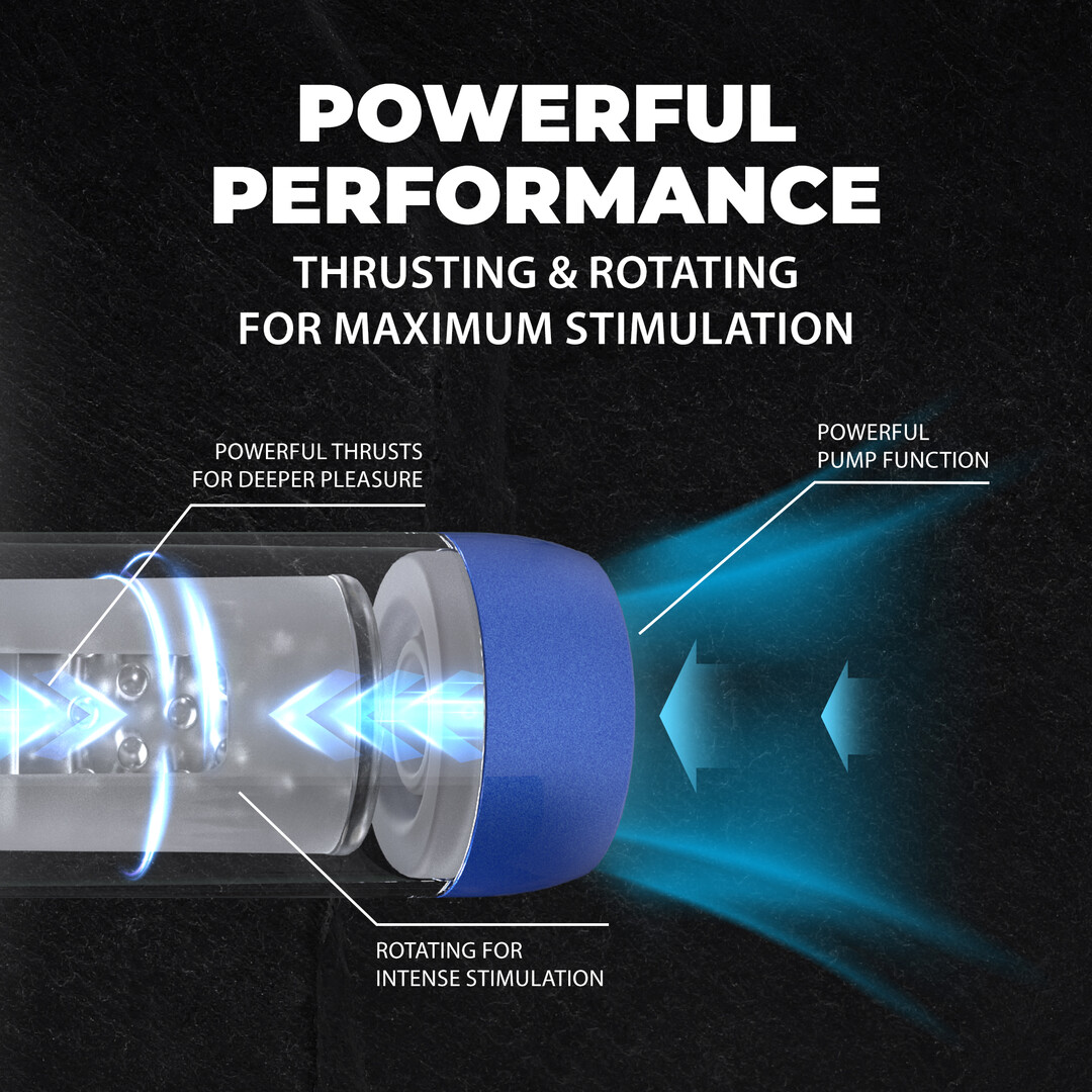 Vortex - Suction Rotation and Thrusting Masturbator Pump - Metallic Blue - Afbeelding 6
