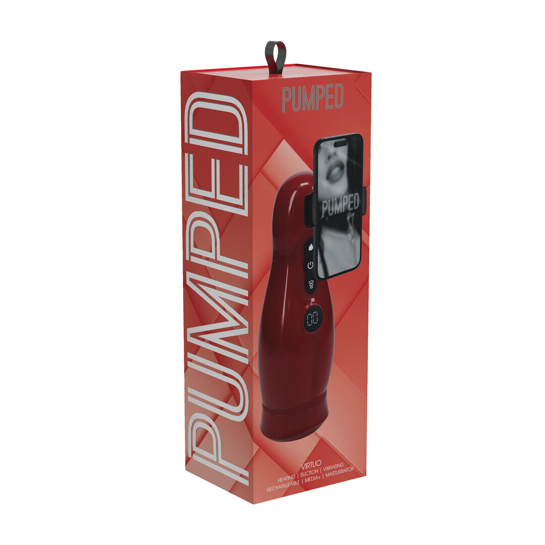 Virtuo - Suction and Vibration Masturbator Pump with Phone Attachment - Metallic Red - Afbeelding 2