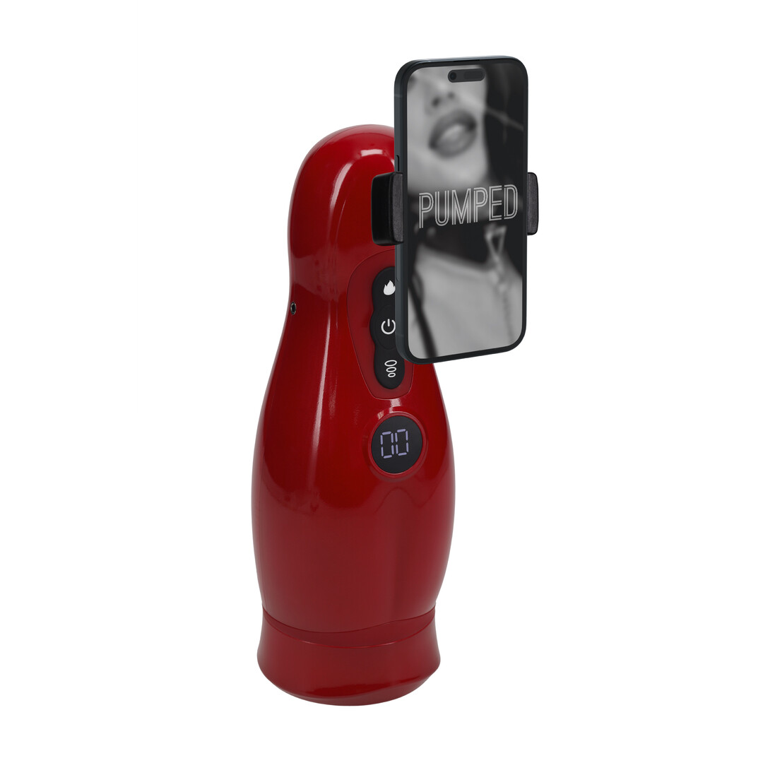 Virtuo - Suction and Vibration Masturbator Pump with Phone Attachment - Metallic Red - Afbeelding 3