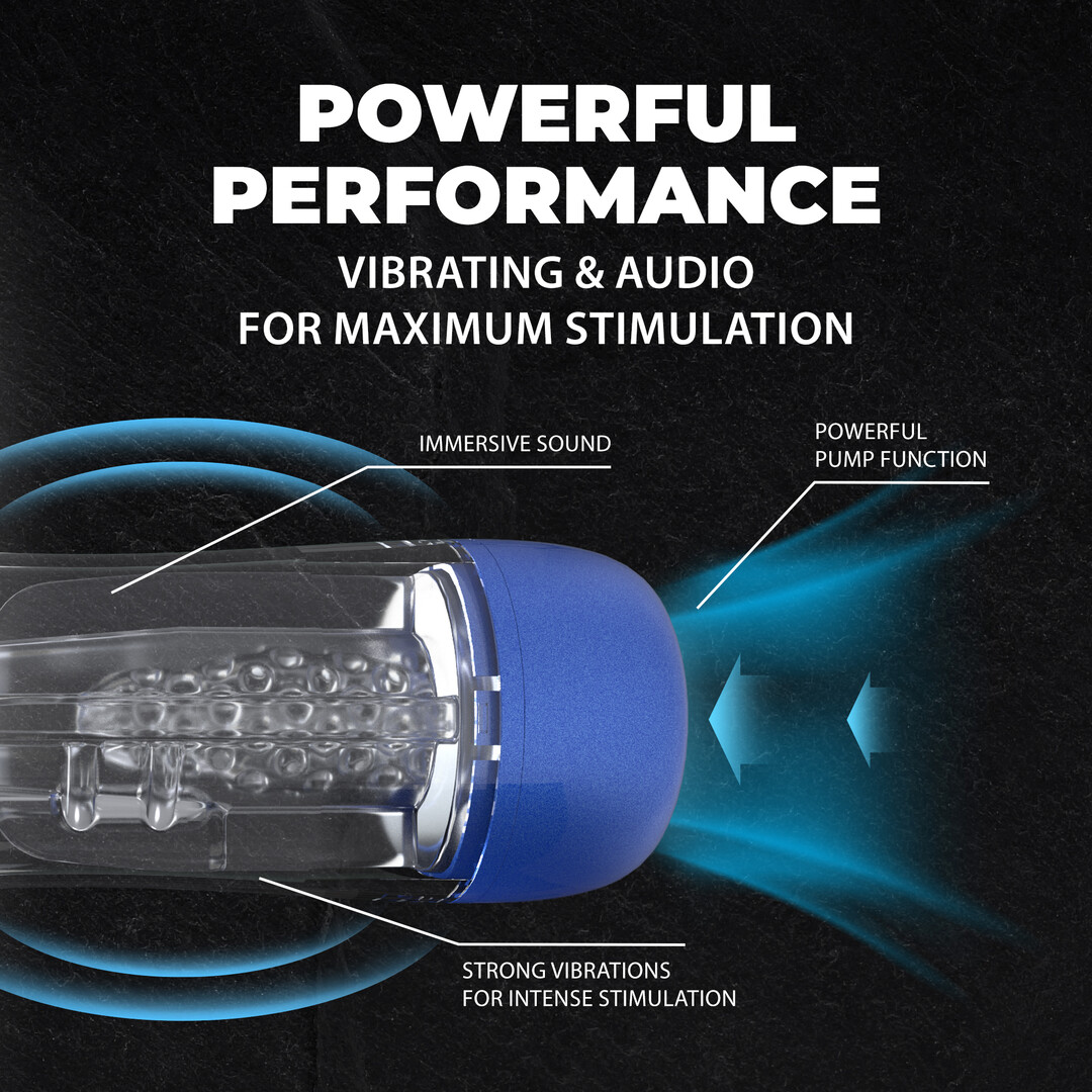SonicPull - Zuig- en Trillingsmasturbator Pomp - Multimedia Verbeterd - Metallic Blauw - Afbeelding 5