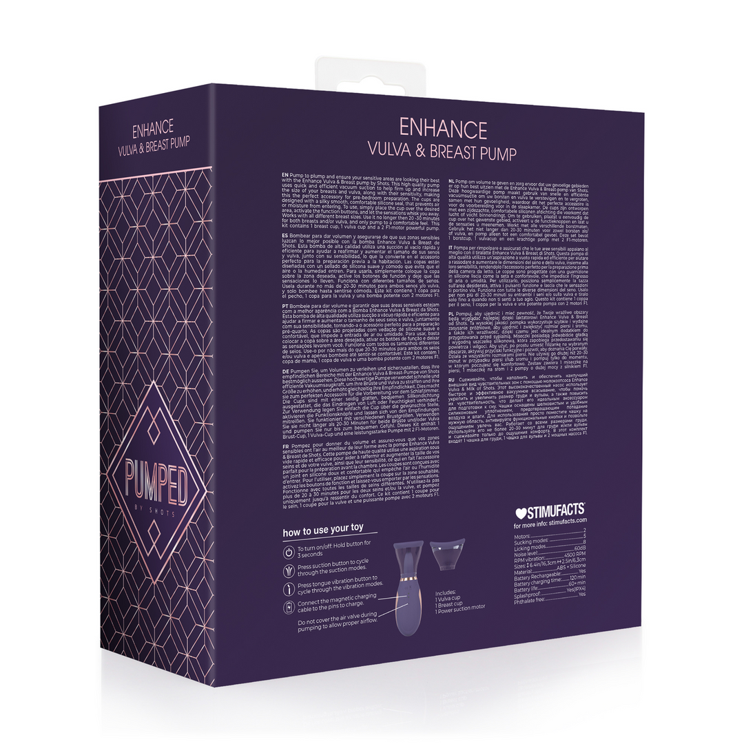 Enhance - Oplaadbare Vulva en Borst Pomp - Paars - Afbeelding 3