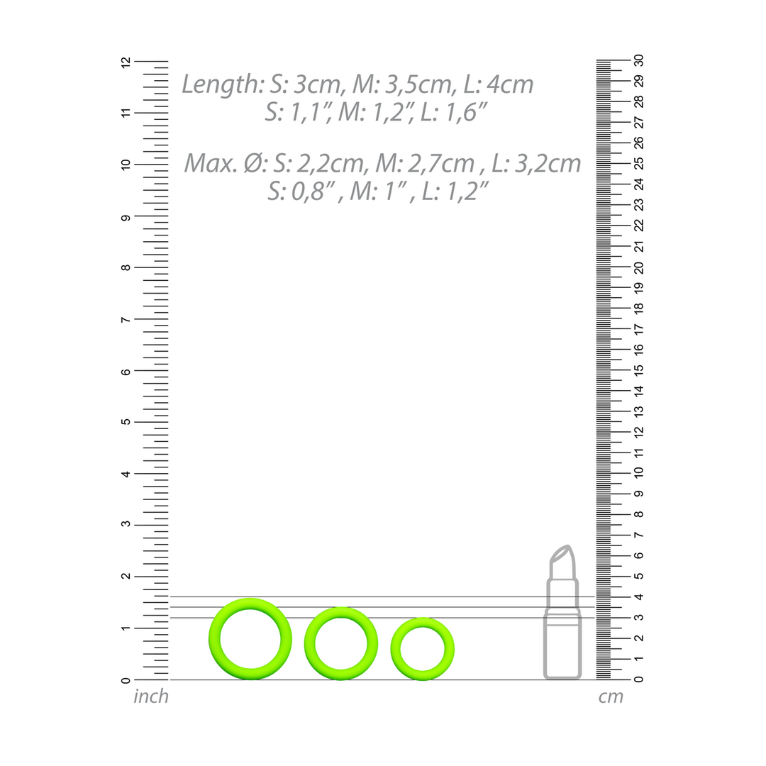 Cockring Set - Glow in the Dark - 3 Stuks - Afbeelding 5