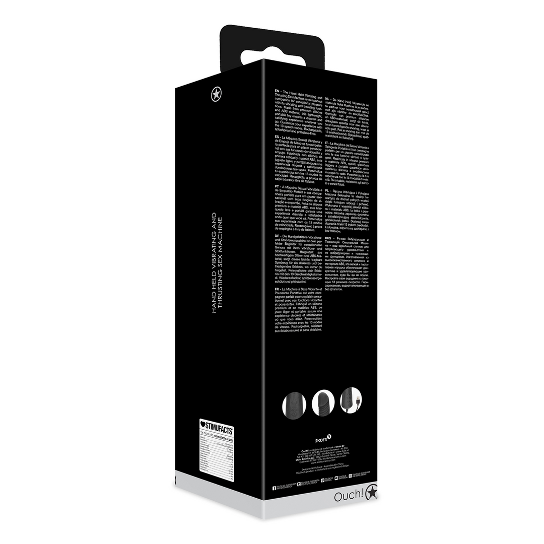 Handheld Vibrerende en Duwende Seksmachine - Zwart - Afbeelding 4