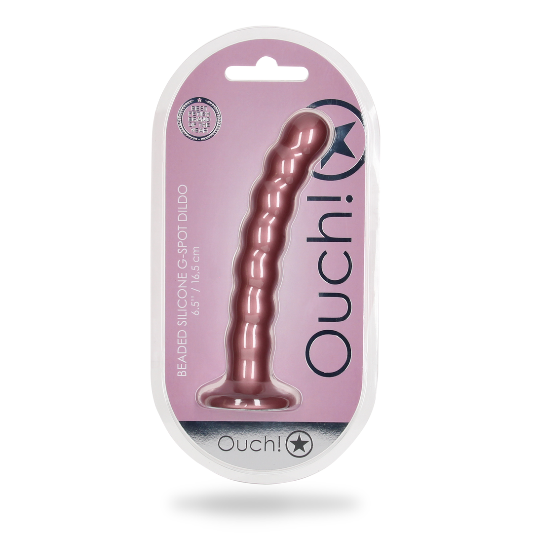 Beaded Silicone G-Spot Dildo - 6.5'' / 16,5 cm - Rosé Goud - Afbeelding 2