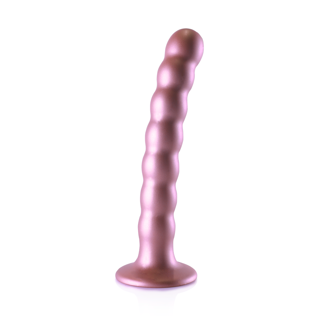 Beaded Silicone G-Spot Dildo - 6.5'' / 16,5 cm - Rosé Goud - Afbeelding 3