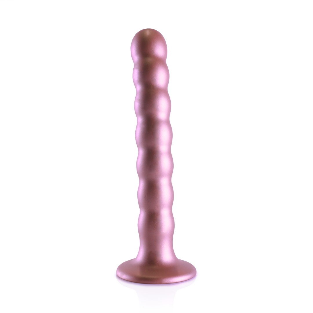 Beaded Silicone G-Spot Dildo - 6.5'' / 16,5 cm - Rosé Goud - Afbeelding 4