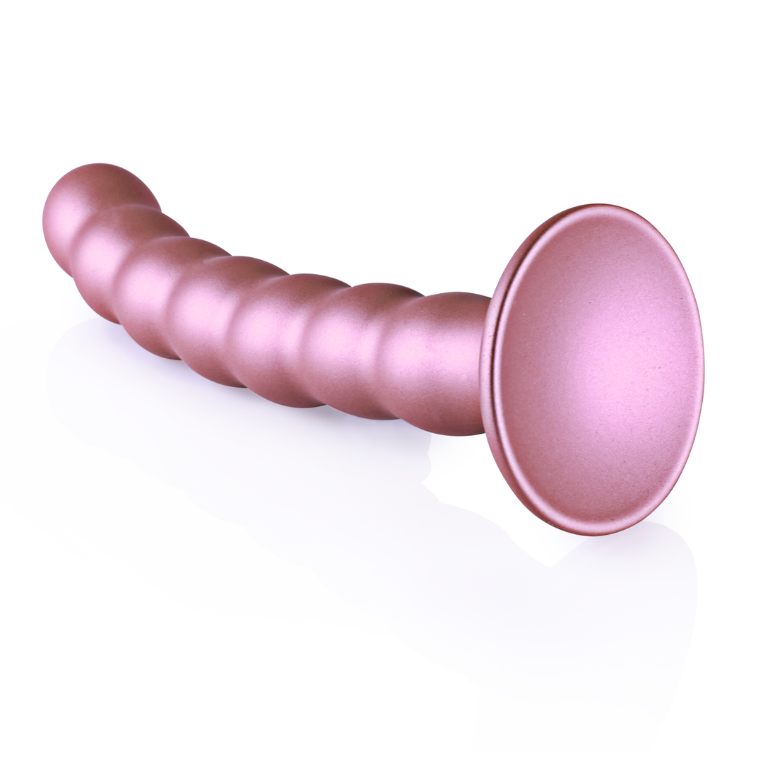 Beaded Silicone G-Spot Dildo - 6.5'' / 16,5 cm - Rosé Goud - Afbeelding 5