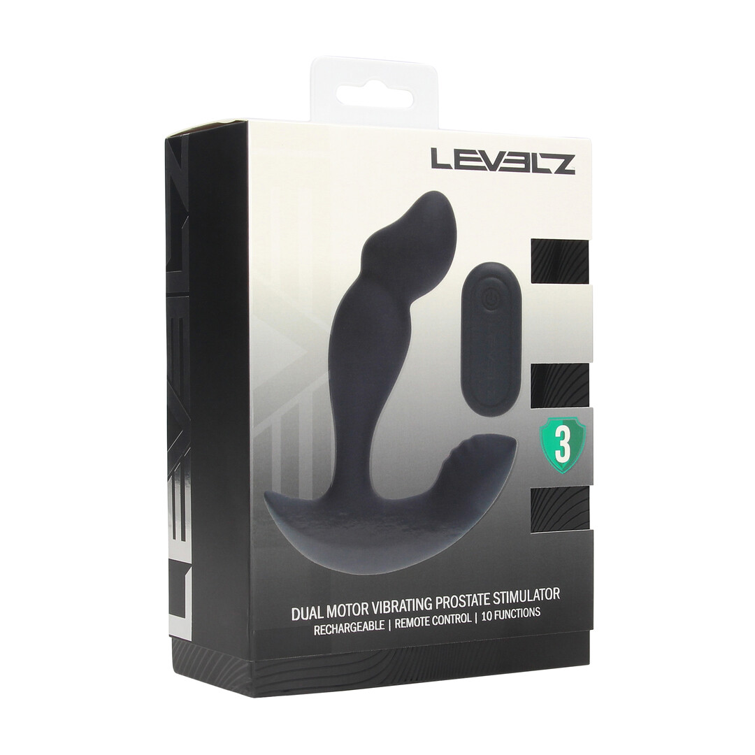 Dual Motor Afstandsbediening Dual Motor Vibrerende Vloeibare Siliconen Prostaat Stimulator - Zwart - Afbeelding 2