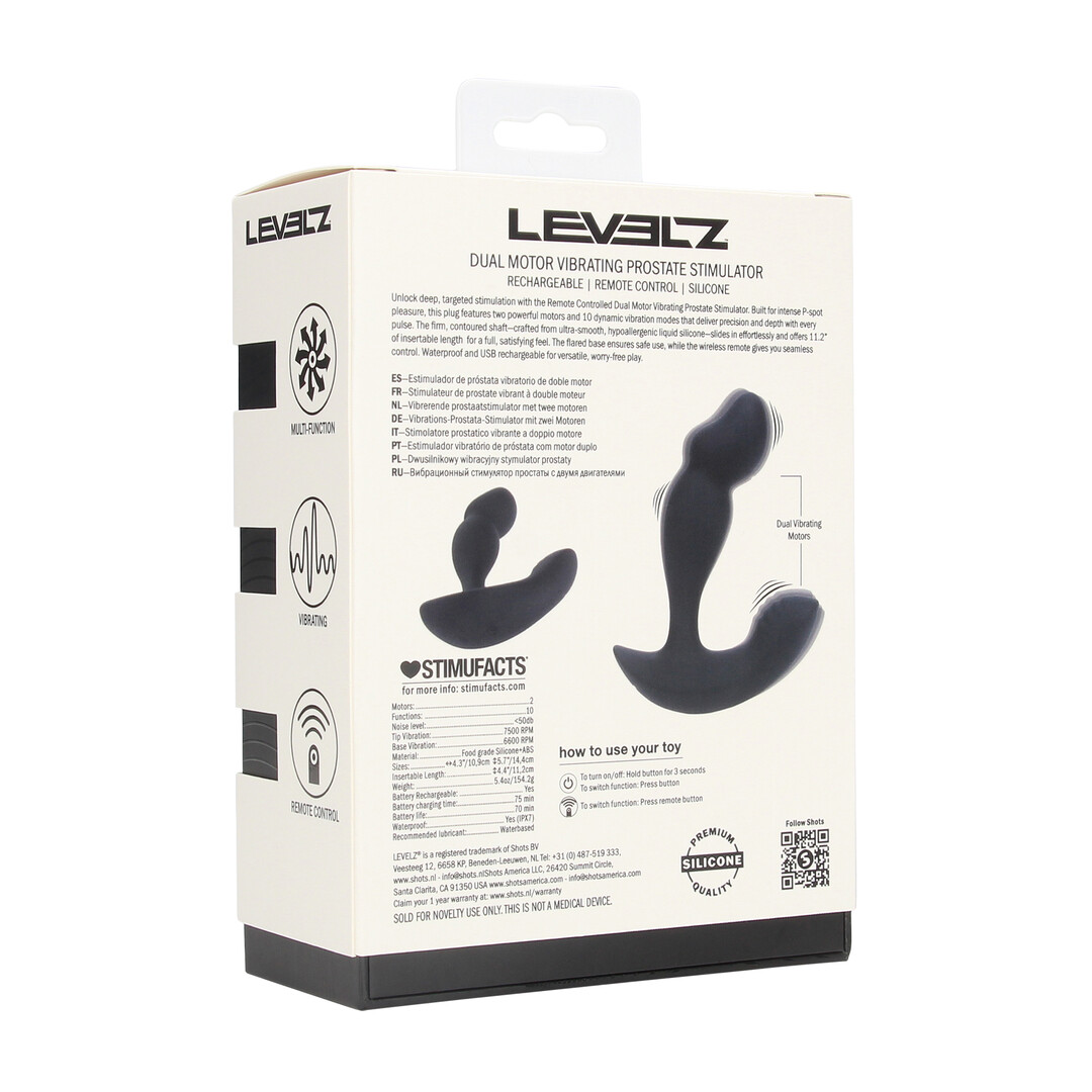 Dual Motor Afstandsbediening Dual Motor Vibrerende Vloeibare Siliconen Prostaat Stimulator - Zwart - Afbeelding 3