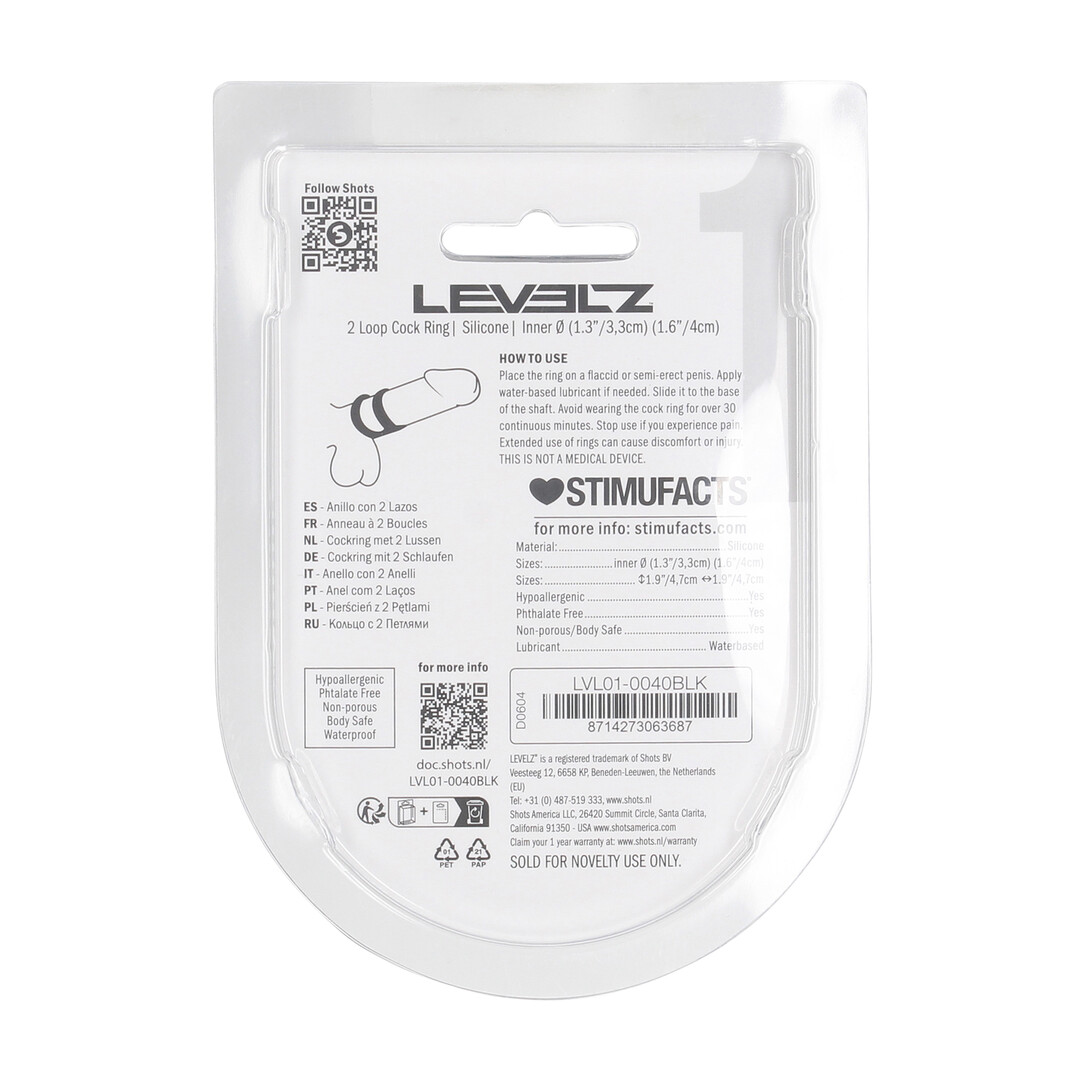 2 Loop Siliconen Cockring - Zwart - Afbeelding 3