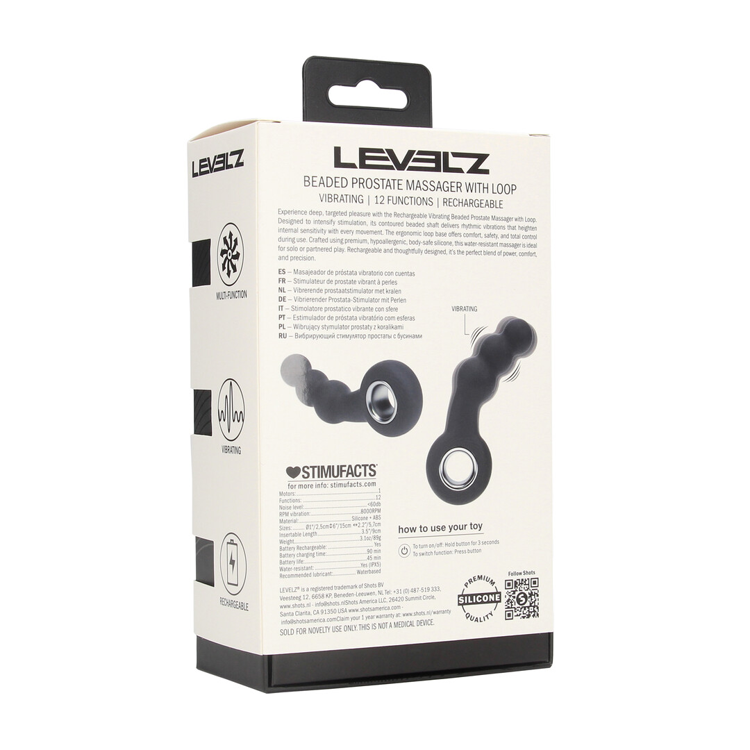 Vibrerende Parelsilicone Prostaatmassager met Lussysteem - Zwart - Afbeelding 3