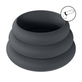 Wide O Siliconen Cockring Set van 3 - S/M/L - Zwart