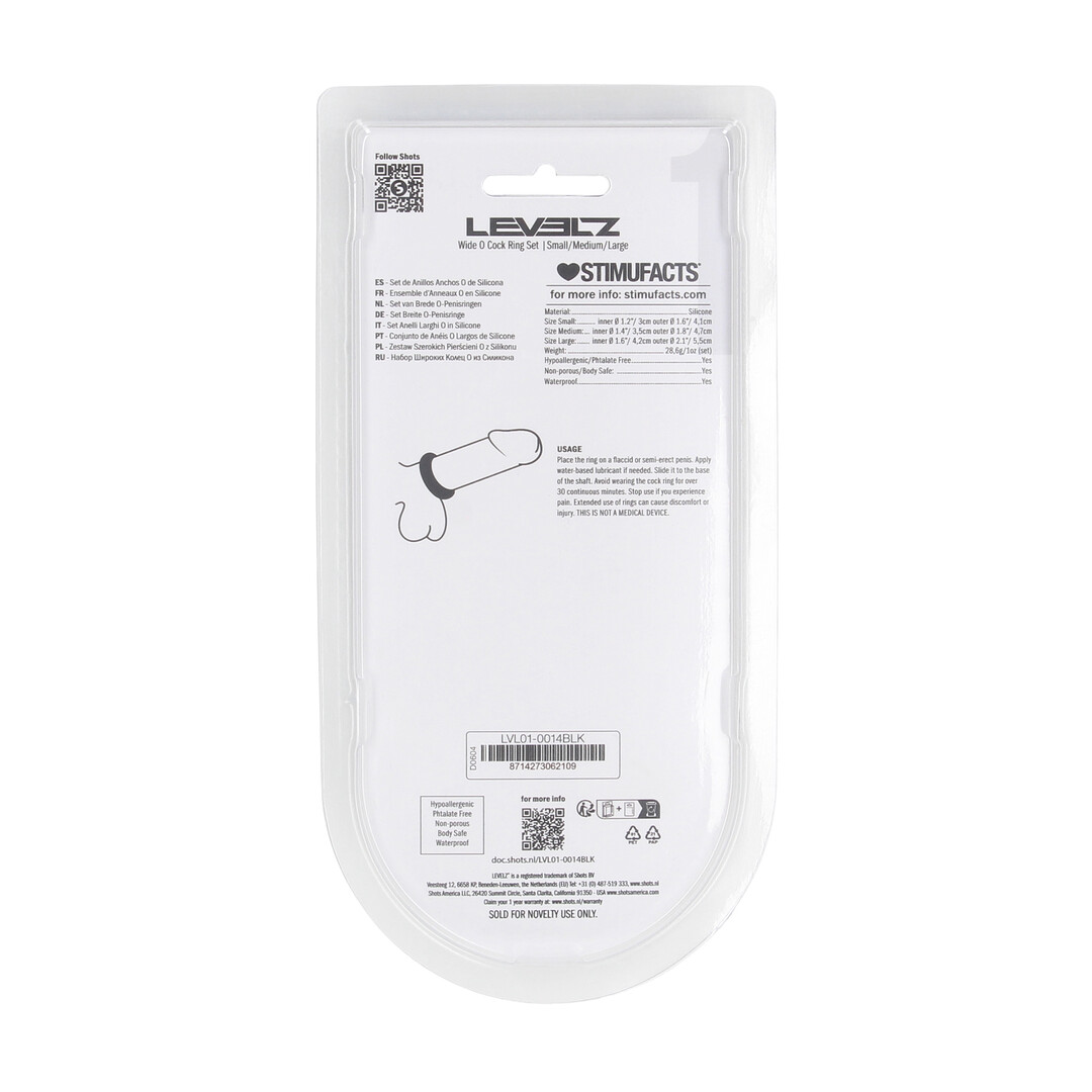 Wide O Siliconen Cockring Set van 3 - S/M/L - Zwart - Afbeelding 3