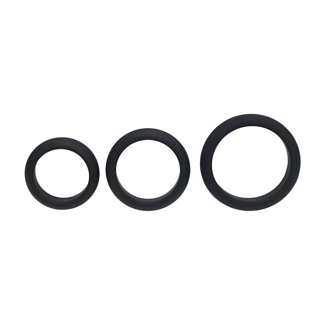 Wide O Siliconen Cockring Set van 3 - S/M/L - Zwart - Afbeelding 4