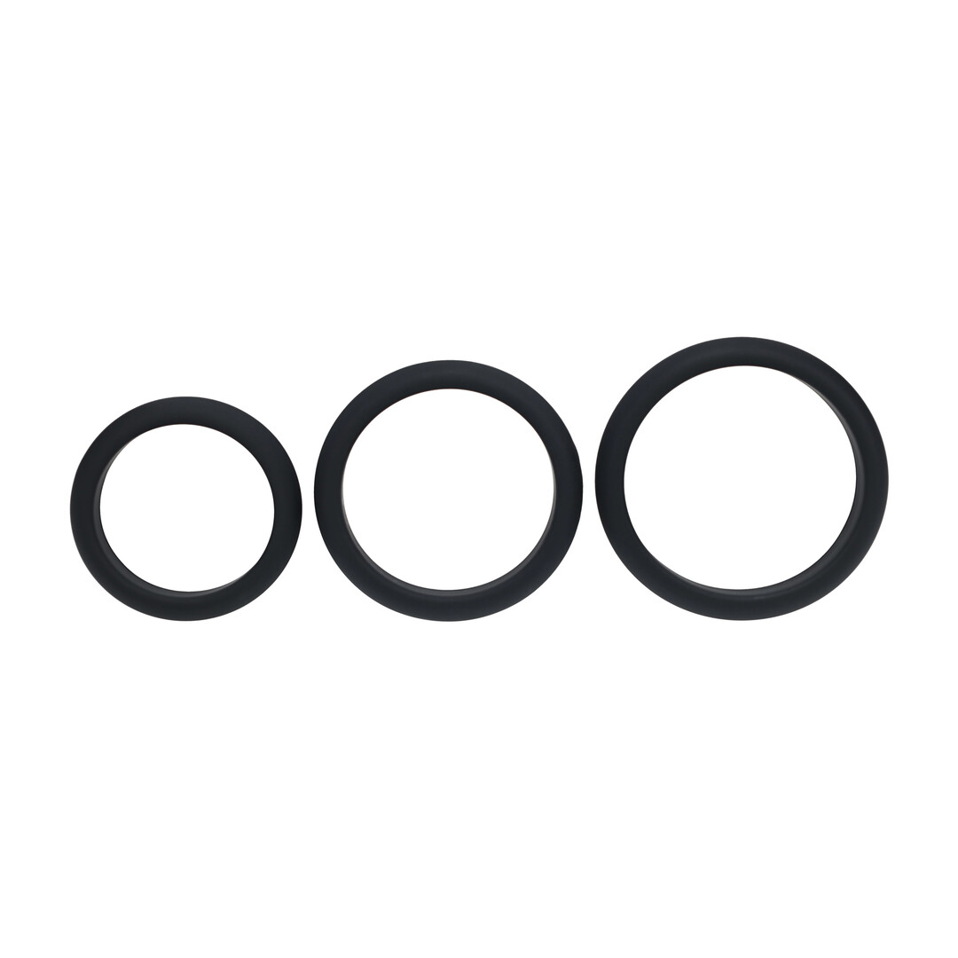 Wide O Silicone Cockring Set van 3 - L/XL/XXL - Zwart - Afbeelding 4