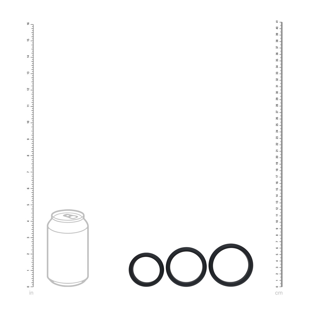 Wide O Silicone Cockring Set van 3 - L/XL/XXL - Zwart - Afbeelding 5
