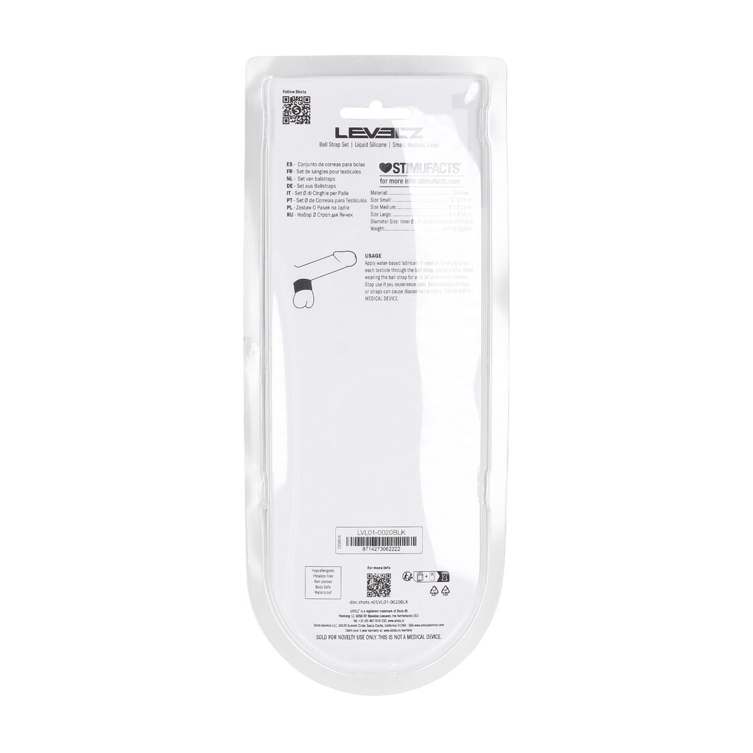 Vloeibare Siliconen Balriem Set van 3 - S/M/L - Zwart - Afbeelding 3