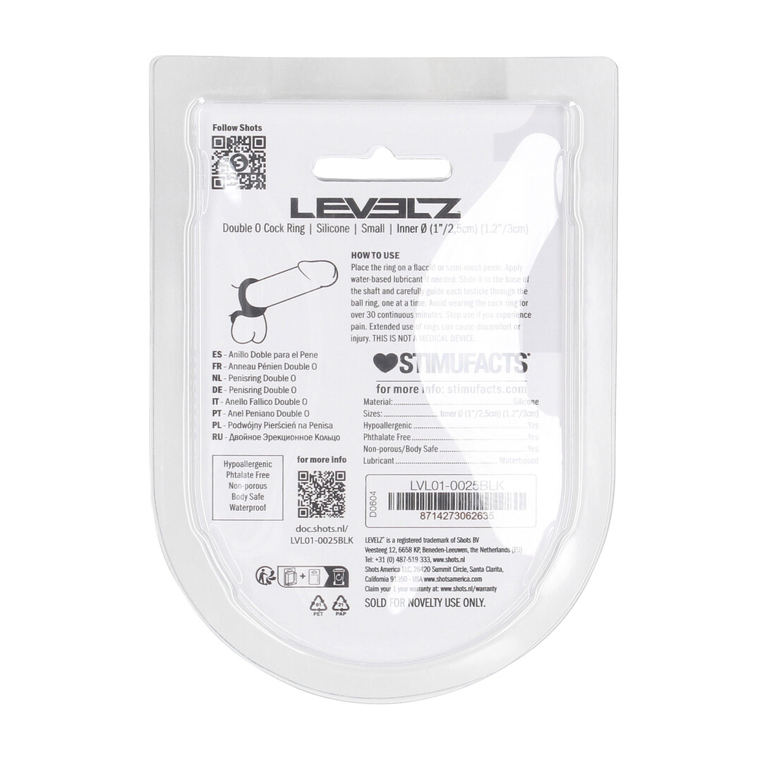 Double O Siliconen Cockring - S - Zwart - Afbeelding 3