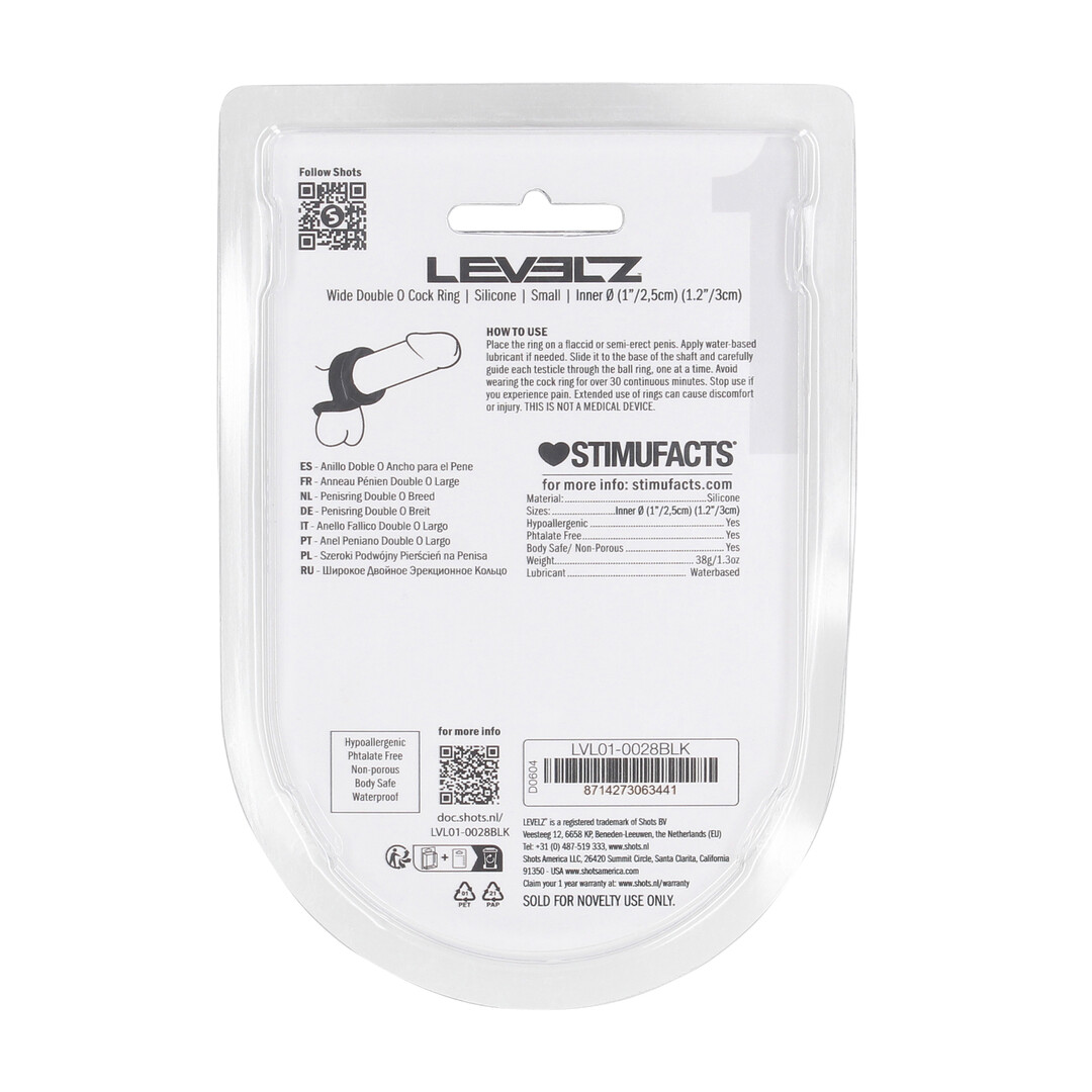 Brede Dubbele O Siliconen Cockring - S - Zwart - Afbeelding 3