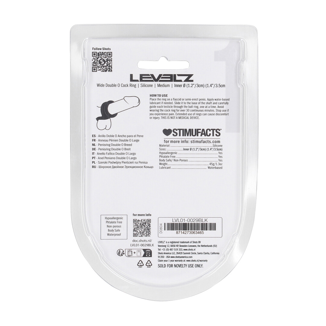 Brede Dubbele O Siliconen Cockring - M - Zwart - Afbeelding 3