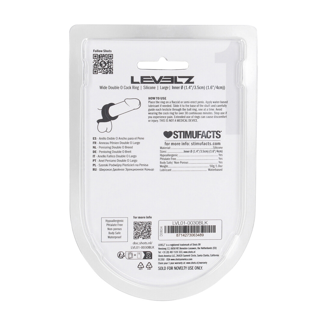 Brede Dubbele O Siliconen Cockring - L - Zwart - Afbeelding 3