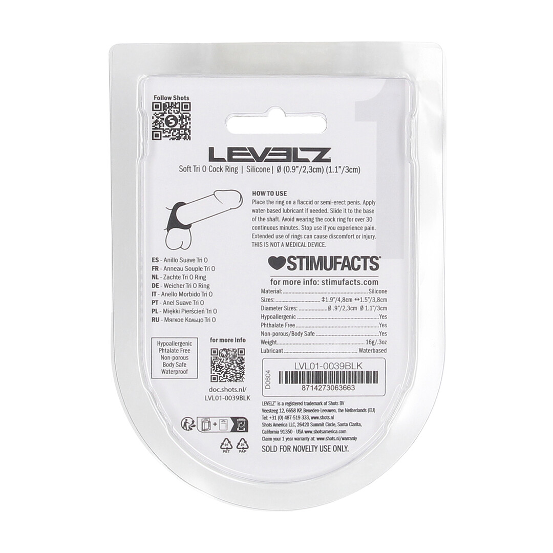 Zachte Tri O Siliconen Cockring - Zwart - Afbeelding 3