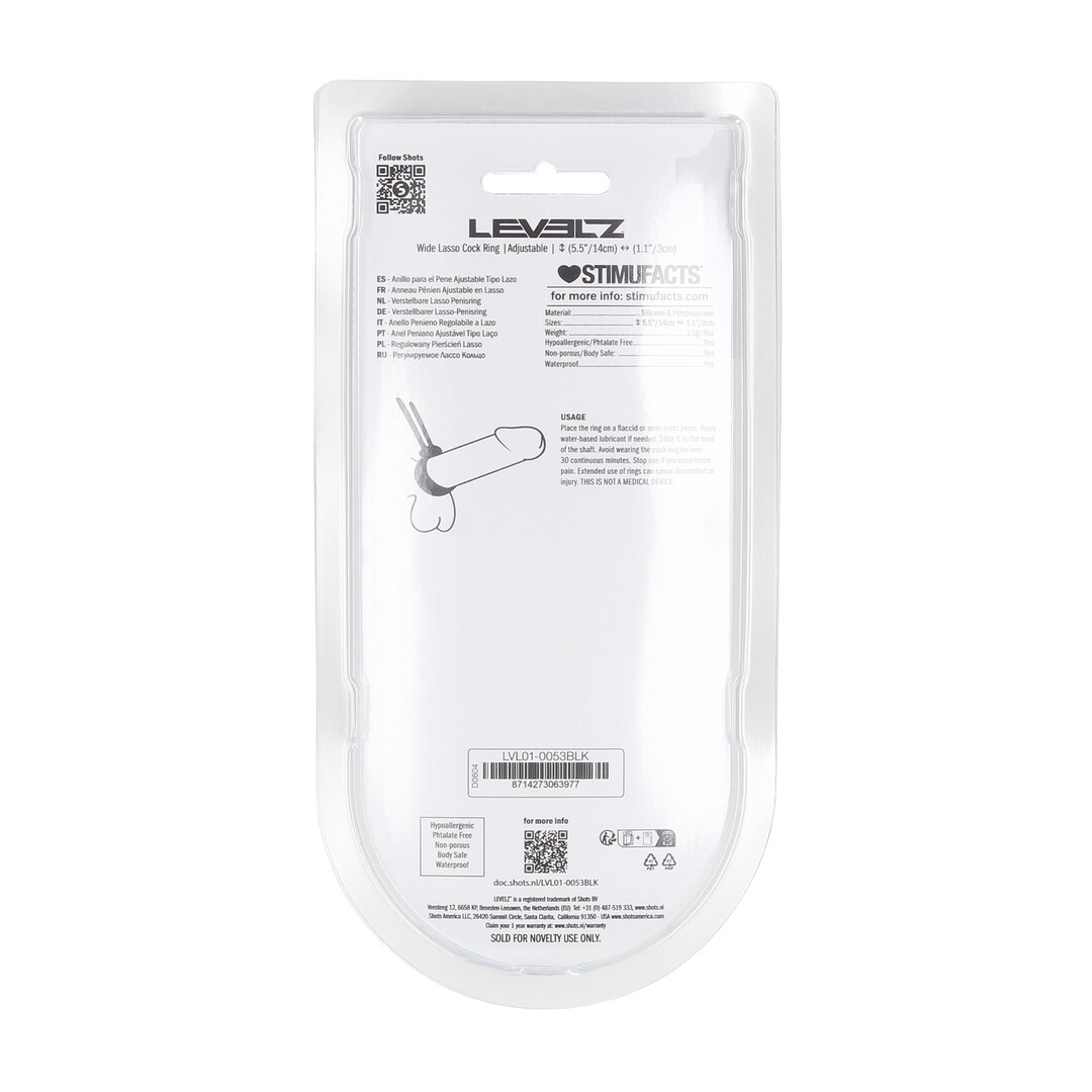 Brede Verstelbare Siliconen Lasso Cockring - 5mm - Zwart - Afbeelding 3