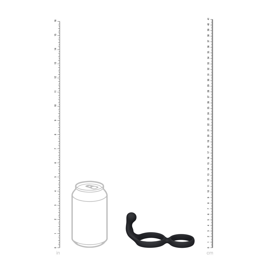 Siliconen Dubbele Cockring met Anale Stimulator - Zwart - Afbeelding 5