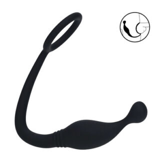 Siliconen Cockring met Prostaatstimulator - S - Zwart