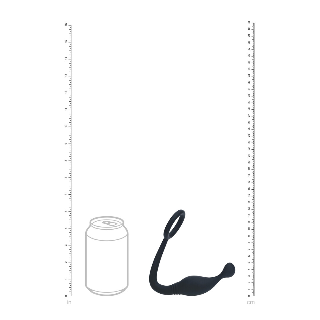 Siliconen Cockring met Prostaatstimulator - M - Zwart - Afbeelding 6