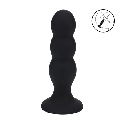 Tri Rattle Liquid Silicone Anale Plug - L - Zwart