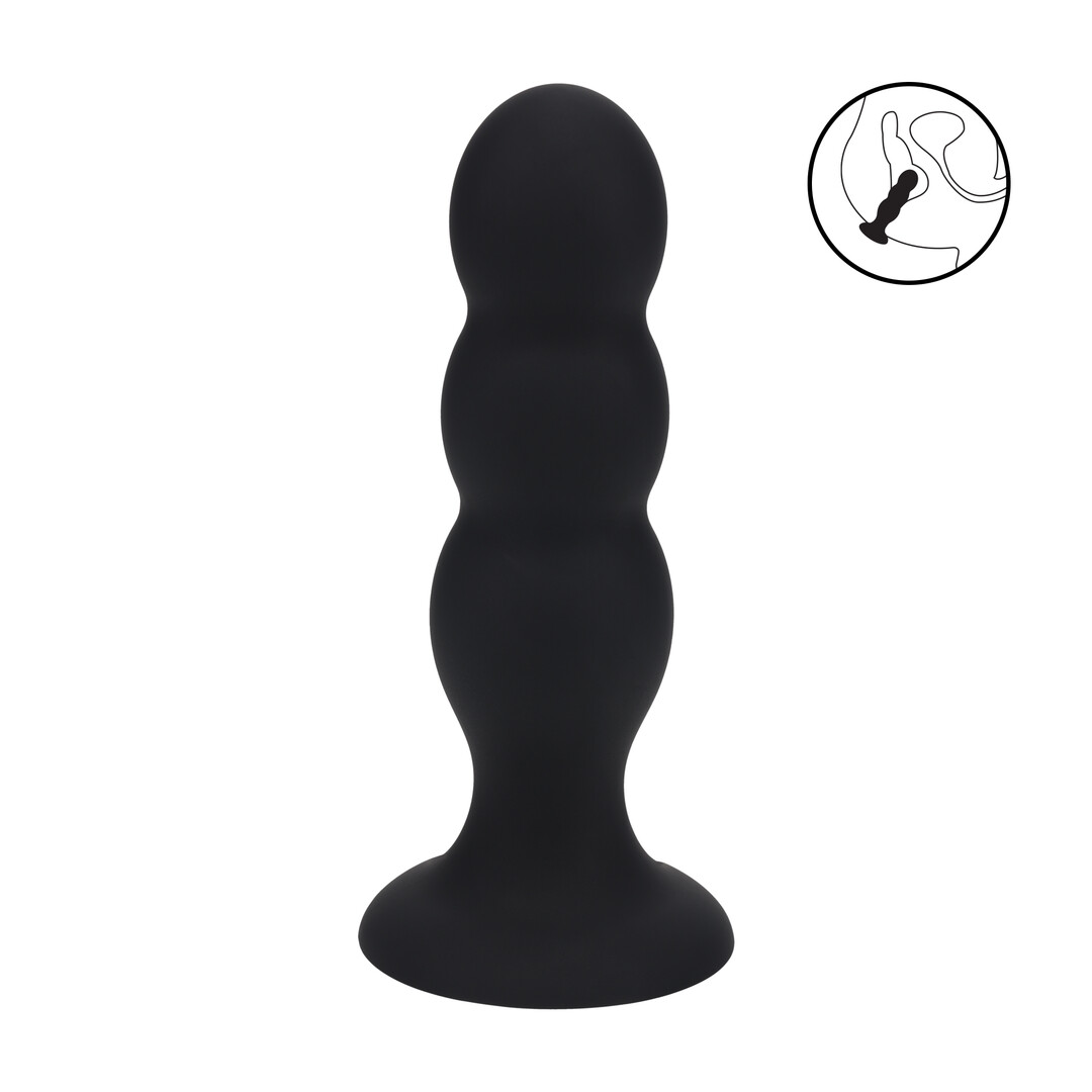 Tri Rattle Liquid Silicone Anale Plug - L - Zwart - Afbeelding 6