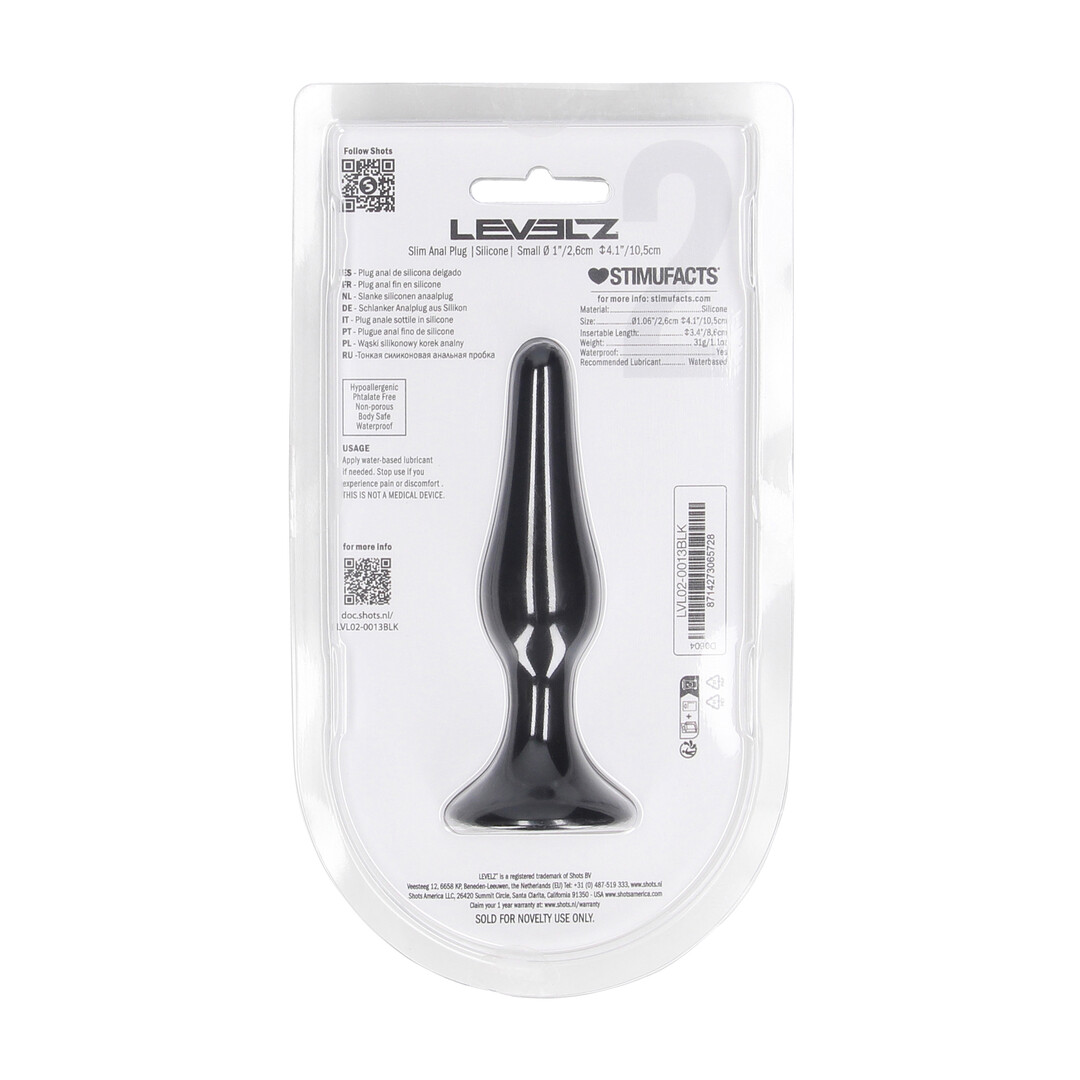 Slim Silicone Anale Plug - S - Zwart - Afbeelding 3