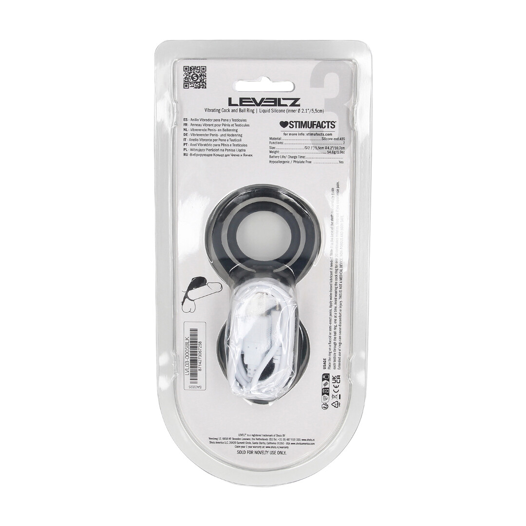 Vibrerende Cock- en Ballring met Vleugelstimulator - Zwart - Afbeelding 2