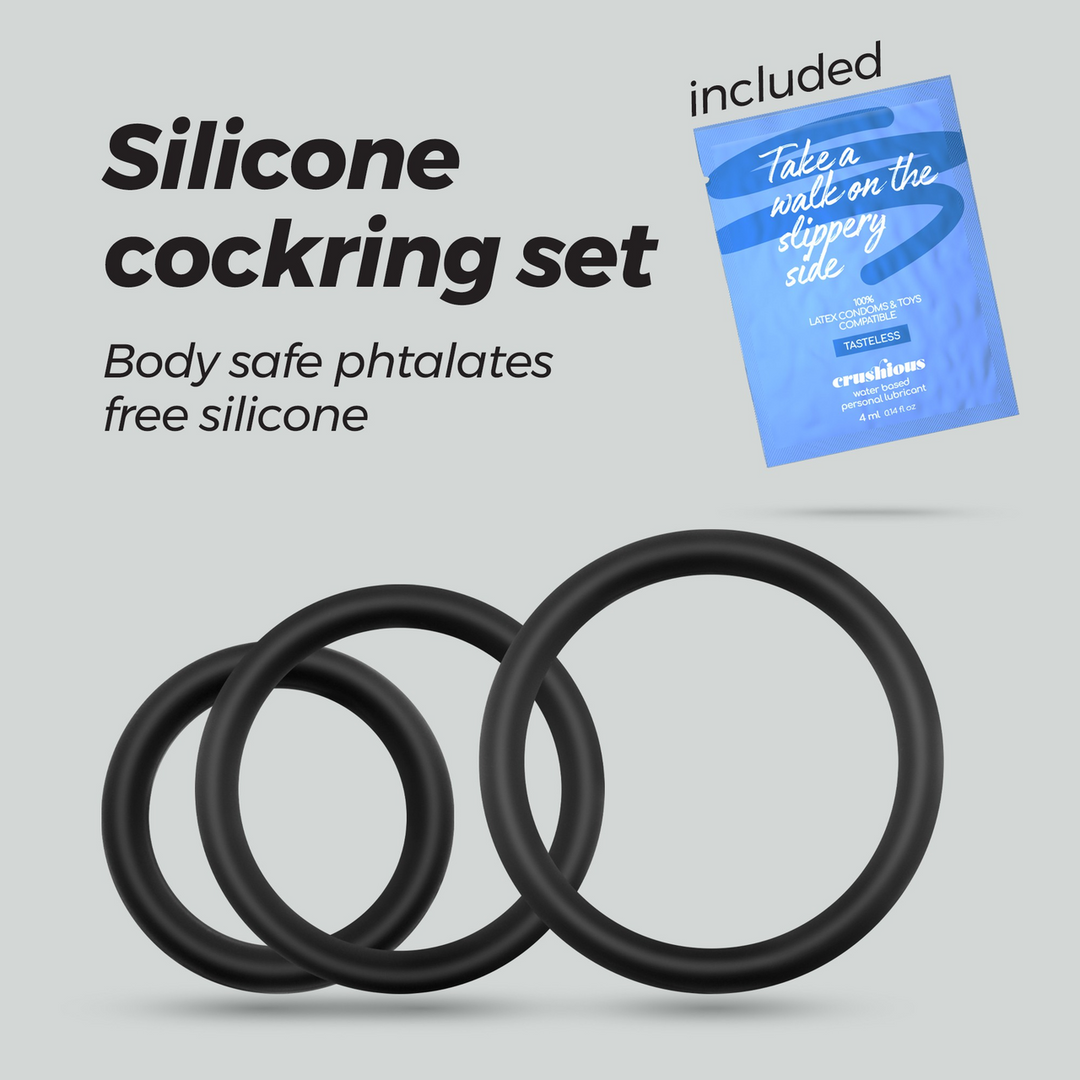 Bandoleros - Siliconen Cockring Set - Zwart - Afbeelding 5