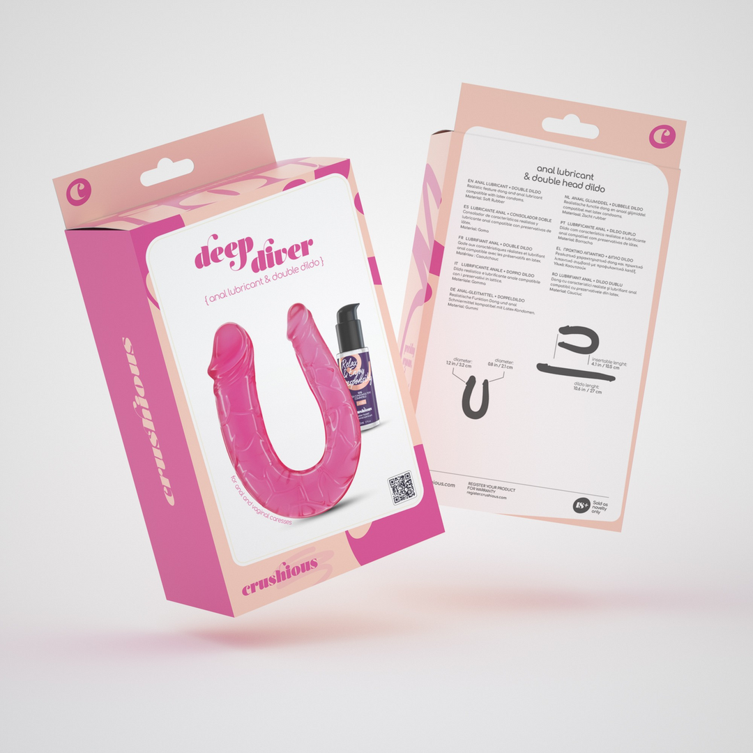 Deep Diver - Double Dildo with Anal Lubricant - 1.7 fl oz / 50 ml - Pink - Afbeelding 2