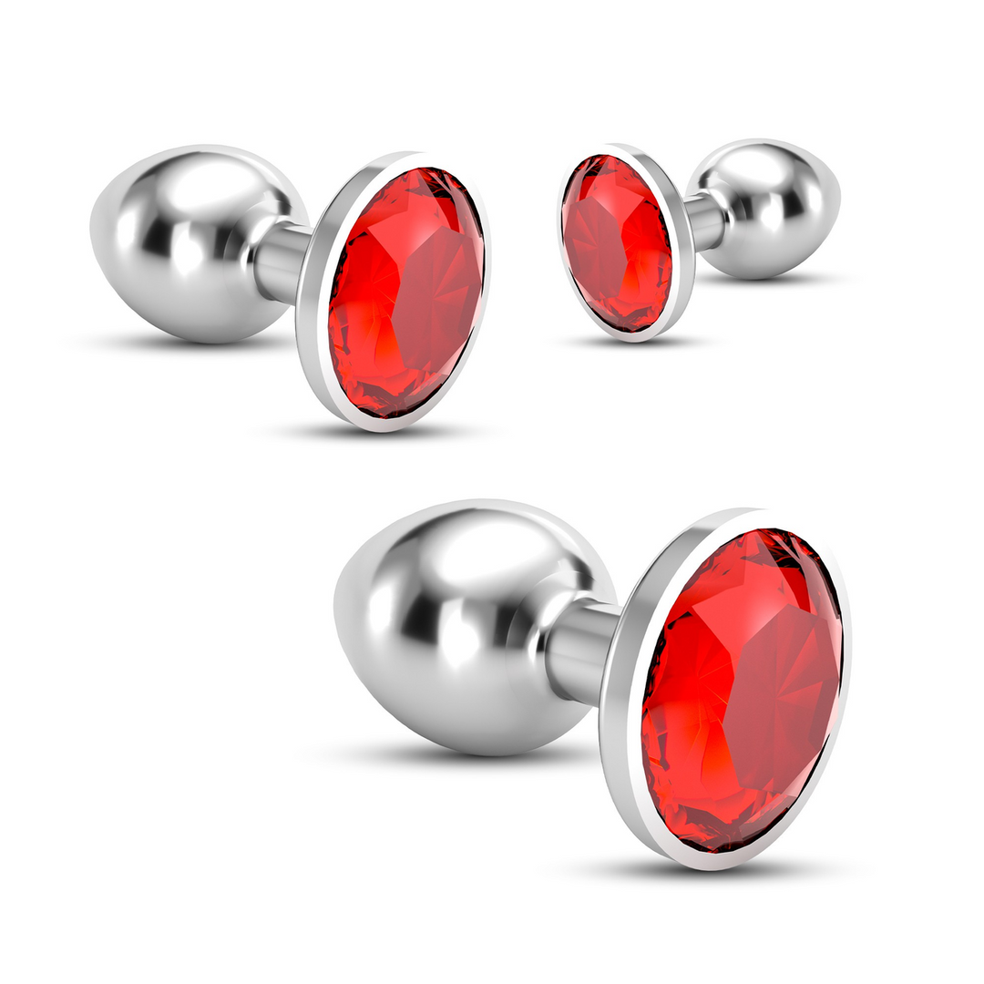 Bijou - Anal Train Trio - 3 Jewel Plugs - Rood - Afbeelding 4