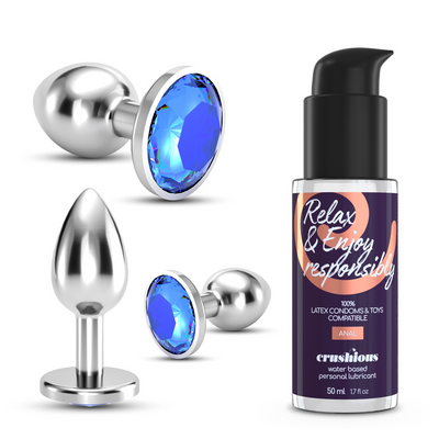 Bijou - Anal Wet Train Trio - 3 Jewel Plugs - Blauw